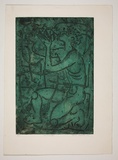 Artist: Haxton, Elaine | Title: Triton's call | Date: 1967 | Technique: open-bite etching, printed in blue-green ink, from one plate