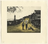 Artist: b'Shead, Garry.' | Title: b'Thirroul' | Date: 1994-95 | Technique: b'etching and aquatint, printed in black and yellow inks, from two plates' | Copyright: b'\xc2\xa9 Garry Shead'