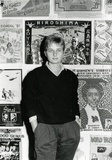 Title: Pam Debenham, poster-maker at the Tin Sheds | Date: c.1986