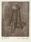 Artist: Harman, Julia. | Title: not titled [VI - wooden stool] | Date: 1990 | Technique: lithograph, printed in black ink, from one stone | Copyright: © Julia Harman