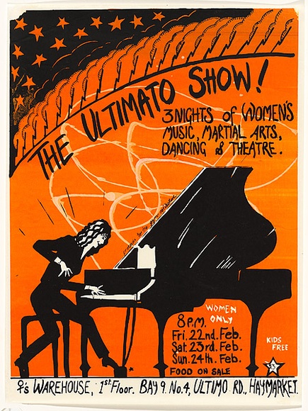 Artist: b'Fieldsend, Jan.' | Title: b'The Ultimo show!.' | Date: 1980 | Technique: b'screenprint, printed in colour, from two stencils'