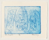 Artist: b'DOUMANY, Mary' | Title: b'Blue projectile' | Date: 1999 | Technique: b'engraving, printed in blue ink, from one perspex plate'