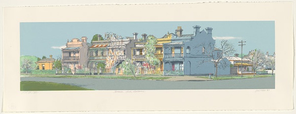 Artist: b'Walls, Bill.' | Title: b'Terraces South Melbourne.' | Date: 1987 | Technique: b'screenprint, printed in colour, from 15 stencils'