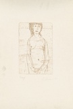Artist: b'Forbes, Clem.' | Title: b'not titled [standing female nude].' | Date: 1977 | Technique: b'etching, printed in brown ink, from one plate'