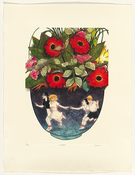 Artist: b'Cress, Fred.' | Title: b'Runners' | Date: 2005 | Technique: b'etching, printed in colours, from multiple plates'