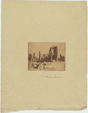 Artist: Lindsay, Daryl. | Title: (Bombed church). | Date: c.1920 | Technique: etching, printed in brown ink, from one plate