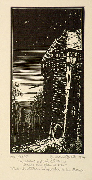 Artist: b'McGrath, Raymond.' | Title: b'In dreams a dark chateau stands ever open to me The Dark chateau - Walter de la Mare' | Date: 1924