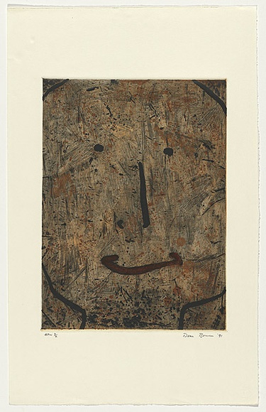 Artist: b'Bowen, Dean.' | Title: b'Head II' | Date: 1991 | Technique: b'aquatint, scraping and burnishing, printed in colour, from multiple plates'