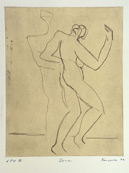 Artist: Fransella, Graham. | Title: Dancer [1] | Date: 1992 | Technique: softground etching, printed in black ink, from one plate | Copyright: Courtesy of the artist