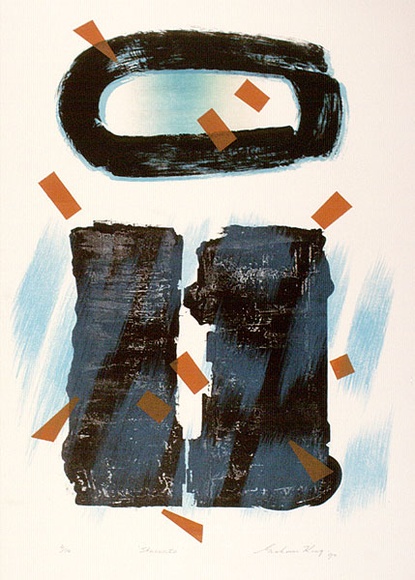 Artist: b'KING, Grahame' | Title: b'Staccato' | Date: 1990 | Technique: b'lithograph, printed in colour, from four stones [or plates]'