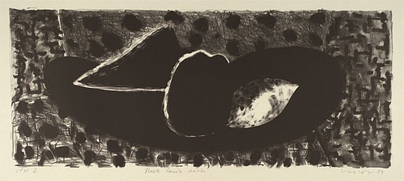 Artist: b'Lincoln, Kevin.' | Title: b'Black fruit dish' | Date: 1989 | Technique: b'lithograph, printed in black ink, from one stone'