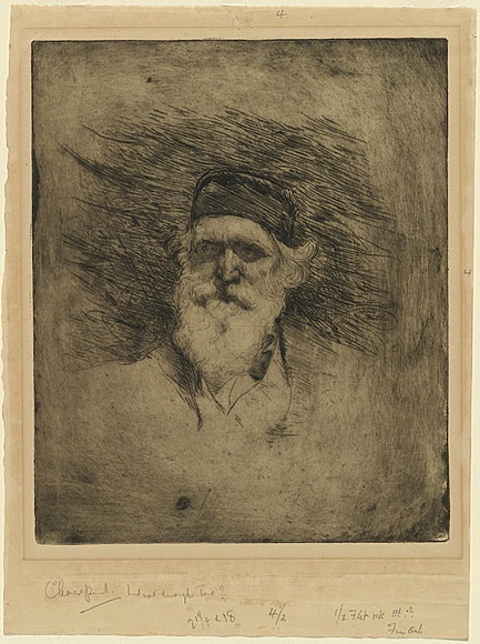 Artist: b'Roberts, Tom.' | Title: b'Portrait of Louis Buvelot.' | Date: 1888 | Technique: b'etching, printed in brown ink with plate-tone, from one copper plate'
