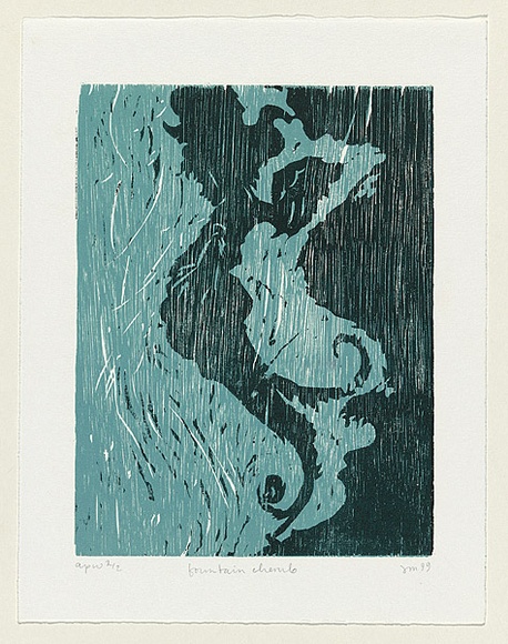 Artist: b'Mourtzios, Debbie.' | Title: b'Fountain cherub' | Date: 1999, November | Technique: b'woodcut, printed in colour, from two blocks' | Copyright: b'\xc2\xa9 Debbie Mourtzios'