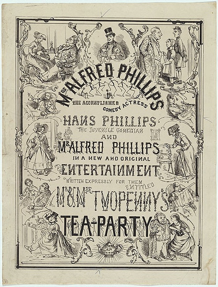 Artist: b'GILL, S.T.' | Title: bMr and Mrs Twopenny's tea-party. | Date: 1856 | Technique: b'lithograph, printed in black ink, from one stone'