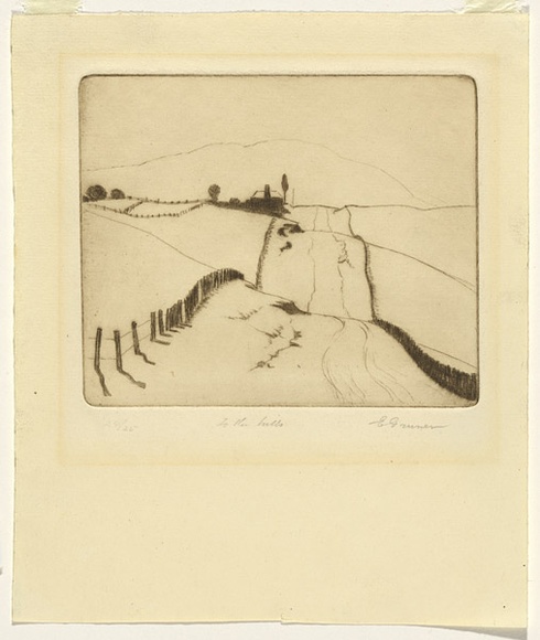 Artist: Gruner, Elioth. | Title: To the hills | Date: 1927 | Technique: drypoint, printed in brown ink with plate-tone, from one plate