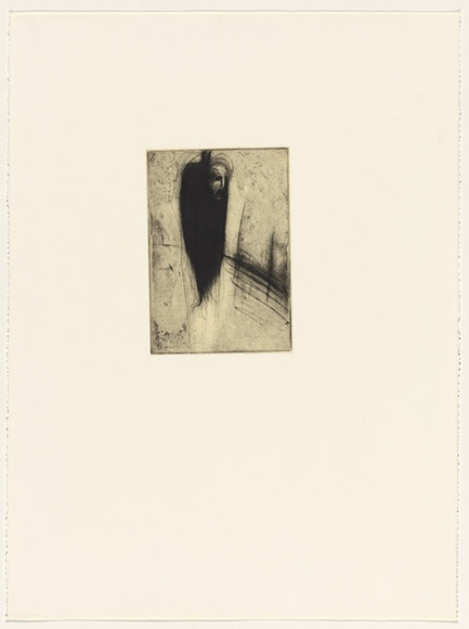 Artist: b'Lohse, Kate.' | Title: b'not titled (cloaked figue)' | Date: 1988, June | Technique: b'etching and drypoint, printed in black ink with plate-tone, from one plate'