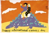 Artist: b'JILL POSTERS 1' | Title: b'Postcard: Happy international womens day' | Date: 1983-87 | Technique: b'screenprint, printed in colour, from four stencils'