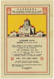 Artist: b'UNKNOWN' | Title: b'The Cathedral Church of St. Mark, Canberra, STG150,000 needed' | Date: 1940s | Technique: b'lithograph, printed in colour, from multiple stones [or plates]'