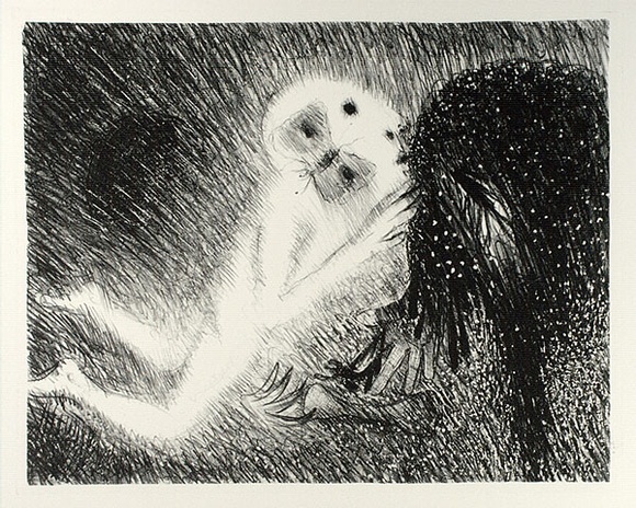 Artist: b'BOYD, Arthur' | Title: b'St Francis kissing the Wolf of Gubbio.' | Date: (1965) | Technique: b'lithograph, printed in black ink, from one plate' | Copyright: b'Reproduced with permission of Bundanon Trust'