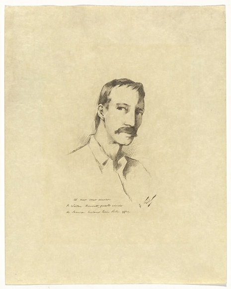 Artist: b'NERLI, Girolamo' | Title: b'Portrait of Robert Louis Stevenson' | Technique: b'lithograph, printed in black ink, from one stone'