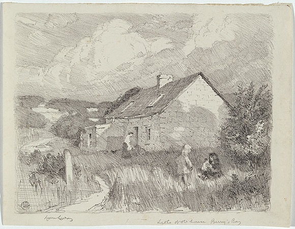 Artist: b'LINDSAY, Lionel' | Title: bOld house Berry's Bay. | Date: c.1909 | Technique: b'lithograph, printed in grey ink, from one stone' | Copyright: b'Courtesy of the National Library of Australia'