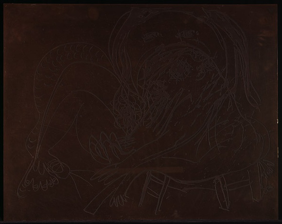 Artist: b'BOYD, Arthur' | Title: b'Plate 143: Two figures on a couch.' | Date: 1968-69 | Technique: b'etched plate' | Copyright: b'This work appears on screen courtesy of Bundanon Trust'