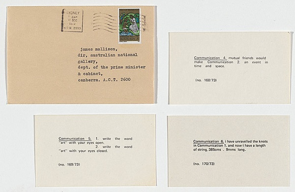 Artist: b'PARR, Mike' | Title: b'not titled [Envelope containing Communication 4, 5 and 6]' | Date: 1973 | Technique: b'typewritten text, in black ink'