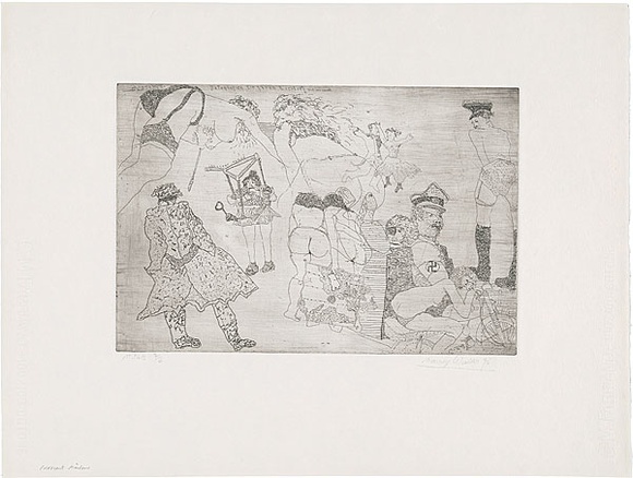 Artist: b'WALKER, Murray' | Title: b'Innocent maiden.' | Date: 1976 | Technique: b'etching, printed in black ink, from one plate'