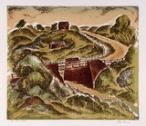 Artist: b'Sumner, Alan.' | Title: b'Red brick bridge' | Date: 1948 | Technique: b'screenprint, printed in colour, from nine stencils'
