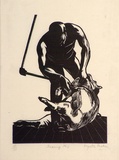 Artist: Fasken, Myrtle. | Title: Shearing No.2. | Date: (1929) | Technique: wood-engraving, printed in black ink, from one block | Copyright: © The Estate of Myrtle Fasken