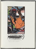 Artist: b'White, Robin.' | Title: b'Not titled (Florence with a centipede).' | Date: 1985 | Technique: b'woodcut, printed in black ink, from one block; handcoloured'