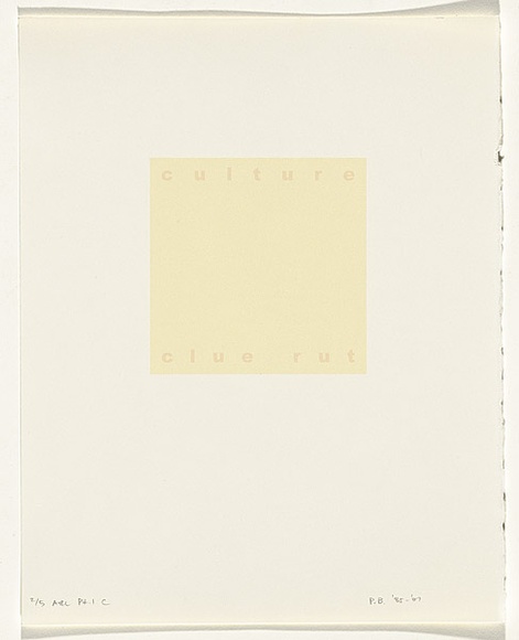 Artist: b'Burgess, Peter.' | Title: b'culture: clue rut.' | Date: 2001 | Technique: b'computer generated inkjet prints, printed in colour, from digital files'