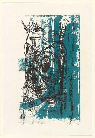 Artist: b'EWINS, Rod' | Title: b'Strange tree.' | Date: 1966 | Technique: b'lithograph, printed in colour, from multiple plates'