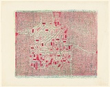 Title: Tribute to Dr. Milligan [pink] | Date: 1965 | Technique: mixed-media relief print printed in colour from 3 plates