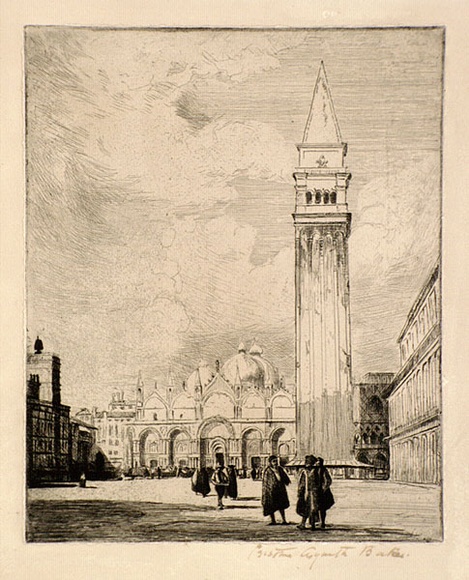 Artist: b'Baker, Cristina Asquith.' | Title: bSt. Mark's Square. | Date: (1914) | Technique: b'etching, printed in black ink with plate-tone, from one plate'