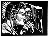Artist: MacFarlane, Stewart. | Title: The Hoddle Bridge approach | Date: 1985 | Technique: linocut, printed in black ink, from one block | Copyright: © Stewart MacFarlane. Licensed by VISCOPY, Australia