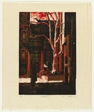 Artist: b'AMOR, Rick' | Title: b'Gateway [2].' | Date: 1992 | Technique: b'woodcut, printed in black, red and green ink, from three blocks'