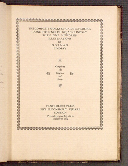 Title: b'The complete works of Gaius Petronius.' | Date: 1927