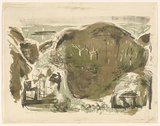 Artist: MACQUEEN, Mary | Title: Crater country | Date: 1959 | Technique: lithograph, printed in colour, from multiple plates | Copyright: Courtesy Paulette Calhoun, for the estate of Mary Macqueen