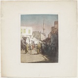 Artist: Menpes, Mortimer. | Title: (An eastern street scene) | Date: (1890s) | Technique: drypoint, printed in colour, from two plates