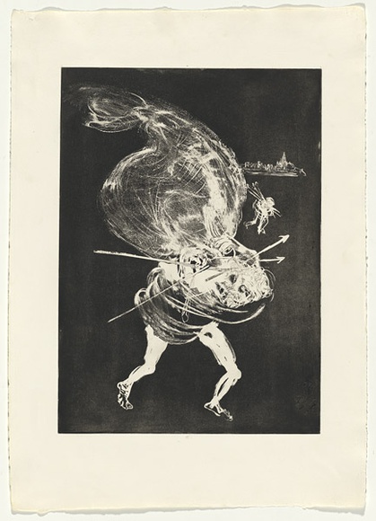 Artist: b'BOYD, Arthur' | Title: b'Death of the unicorn.' | Date: 1973-74 | Technique: b'etching, printed in black ink, from one plate' | Copyright: b'Reproduced with permission of Bundanon Trust'