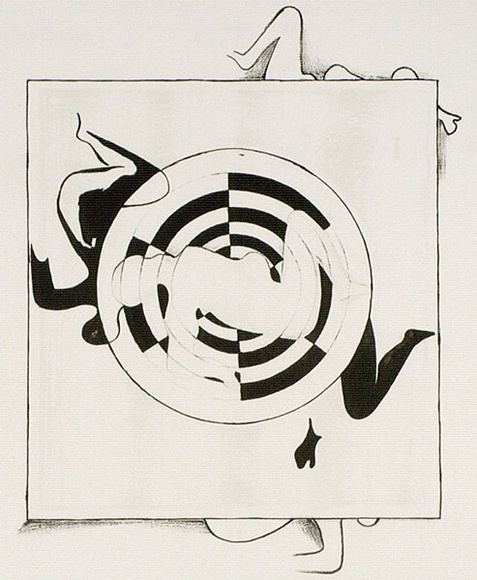 Artist: b'SELLBACH, Udo' | Title: b'(Figure and target)' | Date: 1960s | Technique: b'etching and aquatint printed in black ink, from one plate'