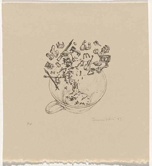 Artist: b'White, Susan Dorothea.' | Title: b'Storm in a tea-cup' | Date: 1983 | Technique: b'lithograph, printed in black ink, from one stone [or plate]'