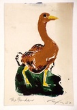 Artist: Taylor, John H. | Title: The gander | Date: 1952 | Technique: linocut, printed in colour as monotype, from one block