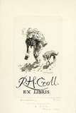 Artist: b'LINDSAY, Lionel' | Title: b'Bookplate: R.H. Croll.' | Date: 1943 | Technique: b'etching, printed in black ink, from one copper plate' | Copyright: b'Courtesy of the National Library of Australia'