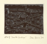 Artist: b'Bowen, Dean.' | Title: b'Smelter landscape' | Date: 1989 | Technique: b'etching, printed in blue ink, from one plate'