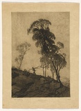 Artist: b'LINDSAY, Lionel' | Title: b'Returning home' | Date: 1919 | Technique: b'drypoint, printed in brown ink with plate-tone, from one plate' | Copyright: b'Courtesy of the National Library of Australia'