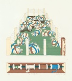 Artist: Kossatz, Les. | Title: The final pen | Date: 1975 | Technique: photo-lithograph, printed in colour, from multiple stones [or plates] | Copyright: © Les Kossatz. Licensed by VISCOPY, Australia