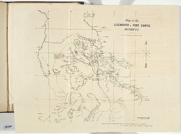 Title: b'Map of the Leichhardt and Port Curtis districts.' | Date: 1859 | Technique: b'photo-lithograph, printed in black ink, from one stone'