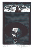 Artist: b'JABBAR, Ali' | Title: b'not titled (man with hat)' | Date: 1989 | Technique: b'linocut, printed in colour, from two blocks'